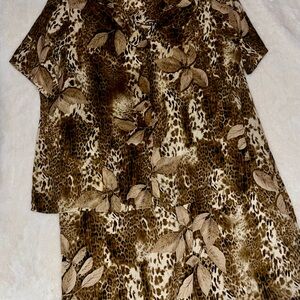 Giorgio Fiorlini Plus Size 2X 2-Piece Set Leopard Floral Print Top & Skirt